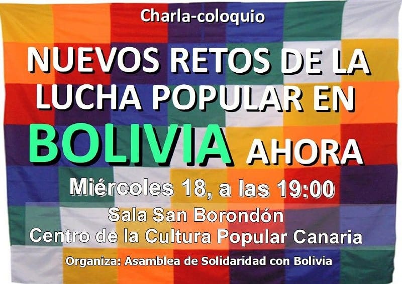 Debate en la Sala San Borondón sobre los nuevos retos de la lucha popular en Bolivia